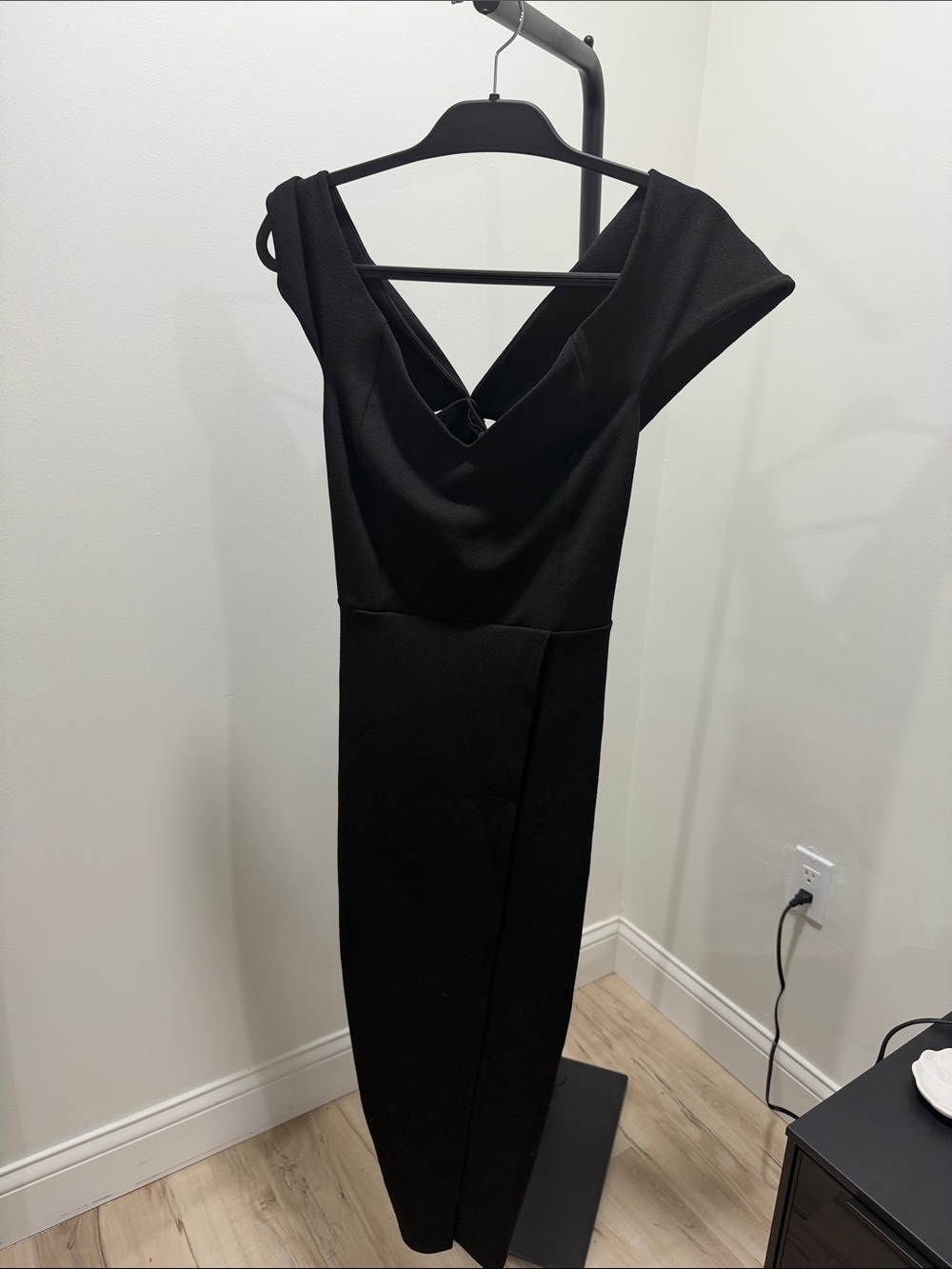 Boohoo Black Midi Dress with V-Back